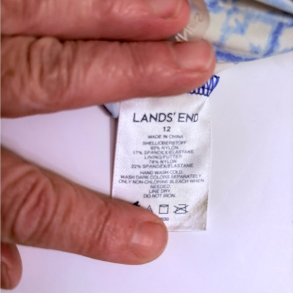 Lands' End Blue and White Casual Blouse - Picture 5 of 7
